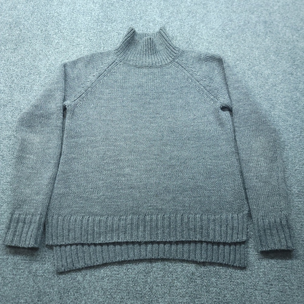 Garnet Hill Gray Wool Alpaca Blend Turtleneck Raglan Sweater 33983 Womens Small